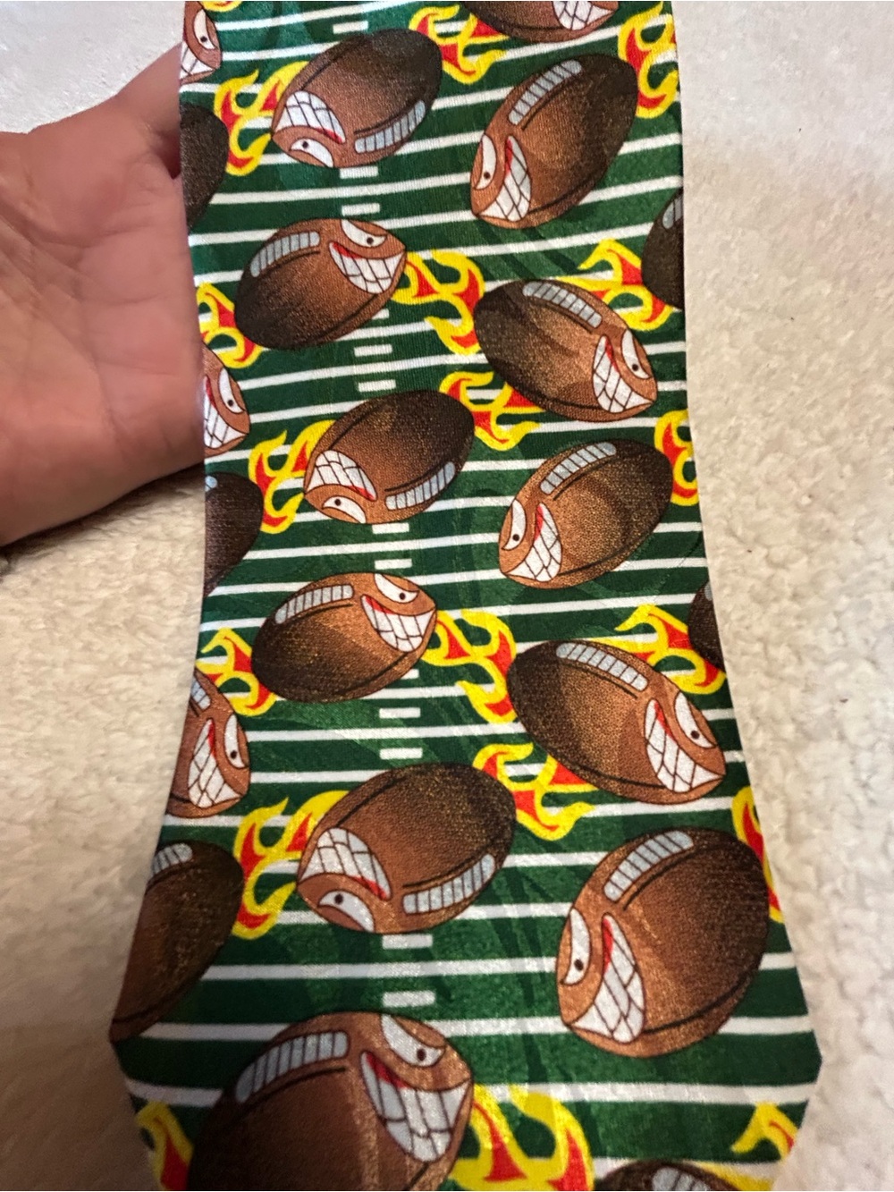 🎁3 for $30 - Cartoon Smiling Football Necktie
